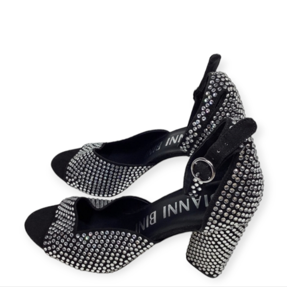 Gianni Bini Sossy Rhinestone Heels Silver & Black Size 9